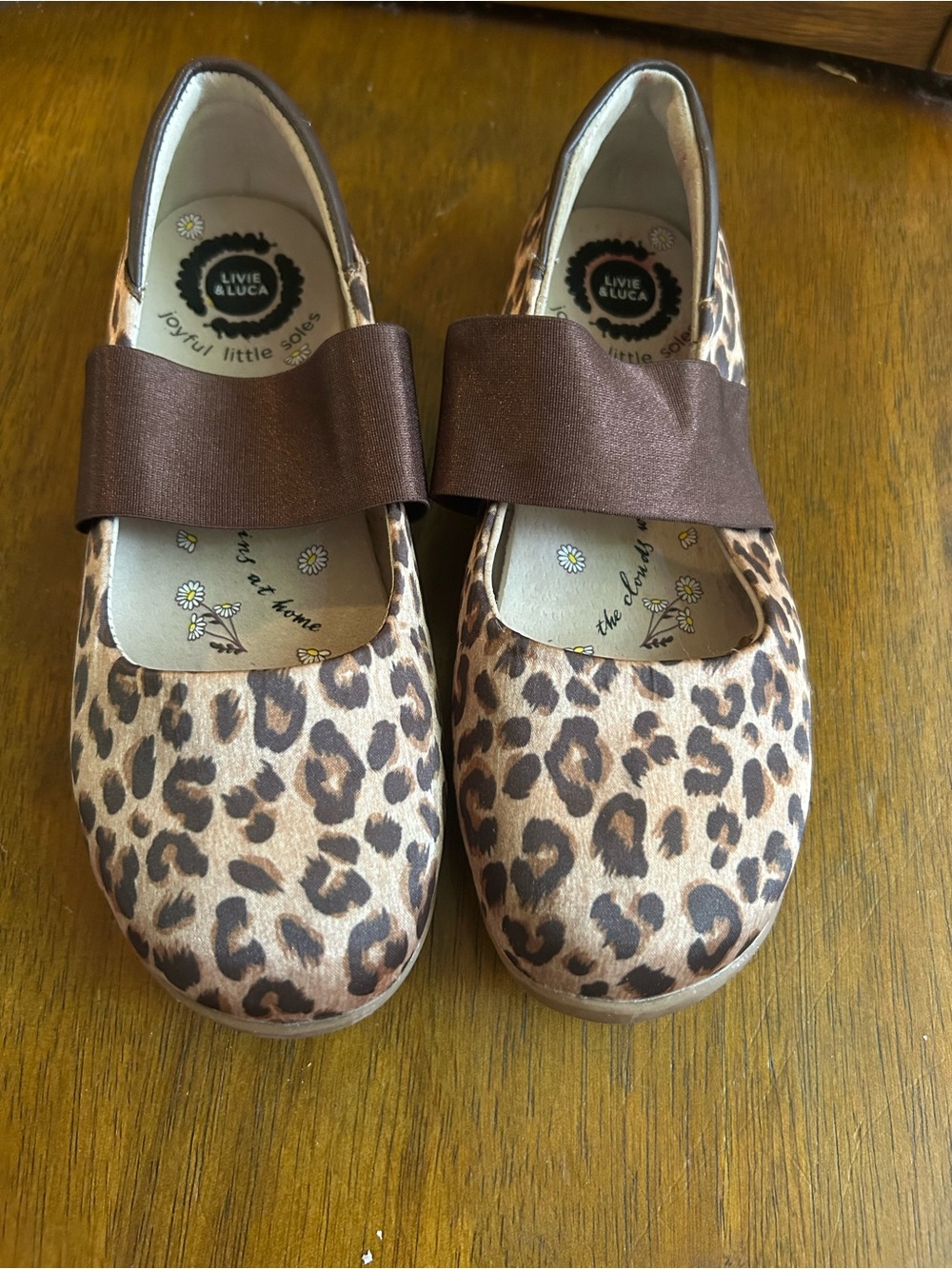 Livie & Luca Kids' Leopard Print Mary Jane - Brown worn 1x